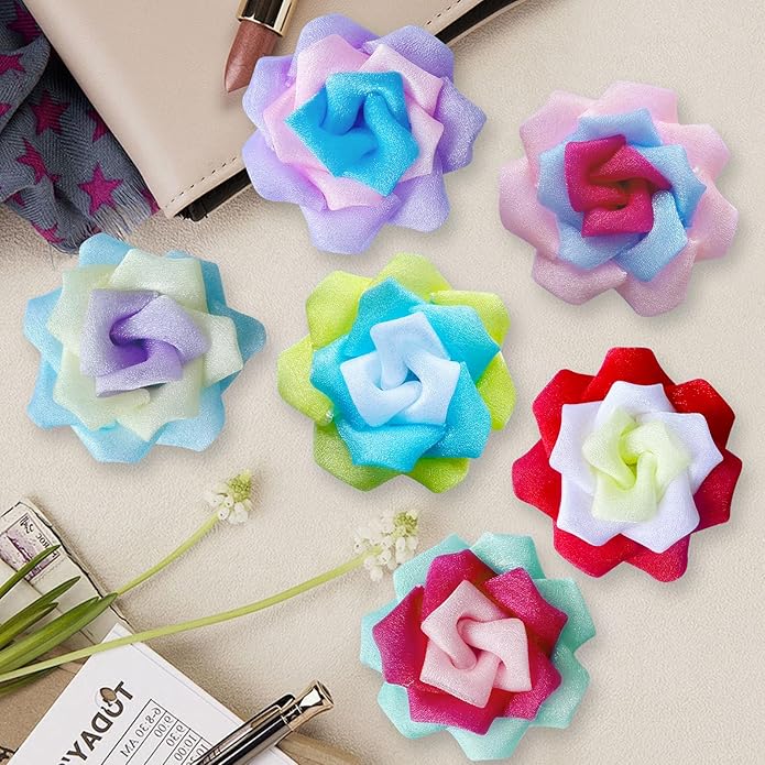 Dog Collar Flowers Accessories, 6 Pack Flower Charms for Dog & Cat Collars, Elastic Slide-On Decorative Flowers for Pet Collars