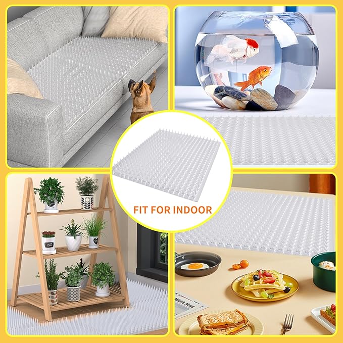 Mardili Cat&Dog Repellent Outdoor/Indoor Spike scat mat, Garden Scat Mats,Set of 16