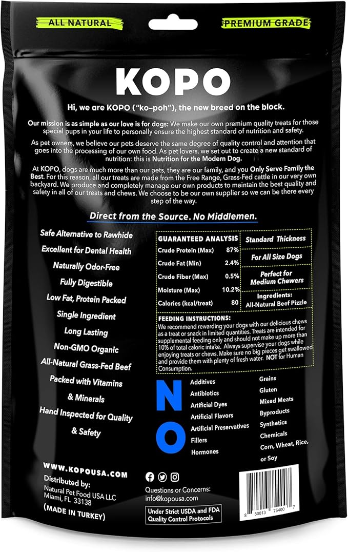 Kopo Dog Bully Sticks 7 inch - Regular Size, 7 Pack - Chew Sticks - 100% All Natural Beef Pizzle, One Ingredient Treats - More Protein Than Collagen Sticks - Long Lasting Dog Treats