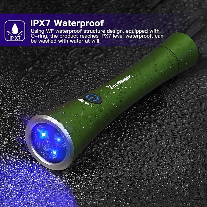UV Flashlight Black Light, 365nm Blacklight Pet Urine Detector, Rechargeable Blacklight Flashlight for Dog/Cat Urine Stains, Bed Bug, Resin Curing, Scorpions Finder, Green