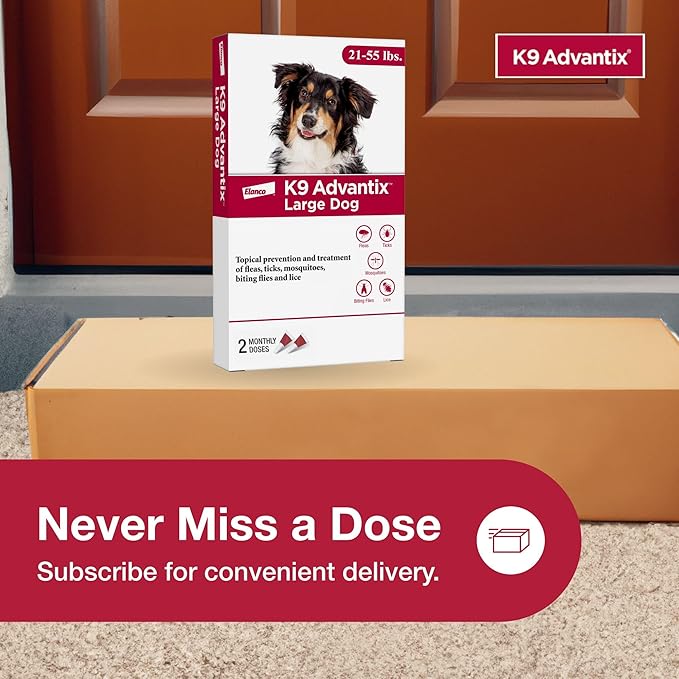 K9 Advantix Flea, Tick & Mosquito Prevention for Dogs 21-55 lbs. | Flea Drops for Large Dogs | Apply Monthly | 6 Treatments (Pack of 3)