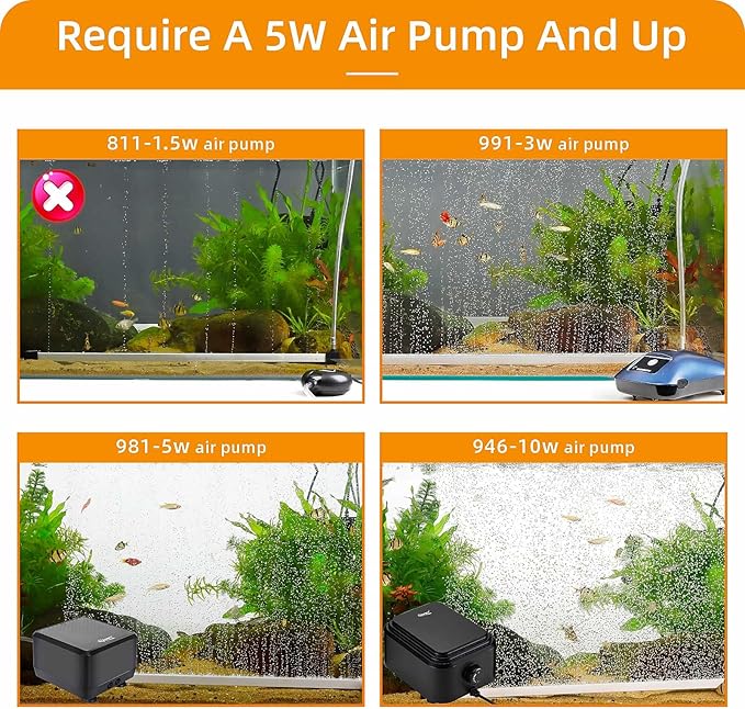 hygger Bubble Curtain Wall Aquarium Air Stone Kit, Fish Tank Air Bubbler Dissolved Oxygen Aerator Stone with Air Tubing Diffuser Fish Tank Decoration for Saltwater Freshwater 16-in
