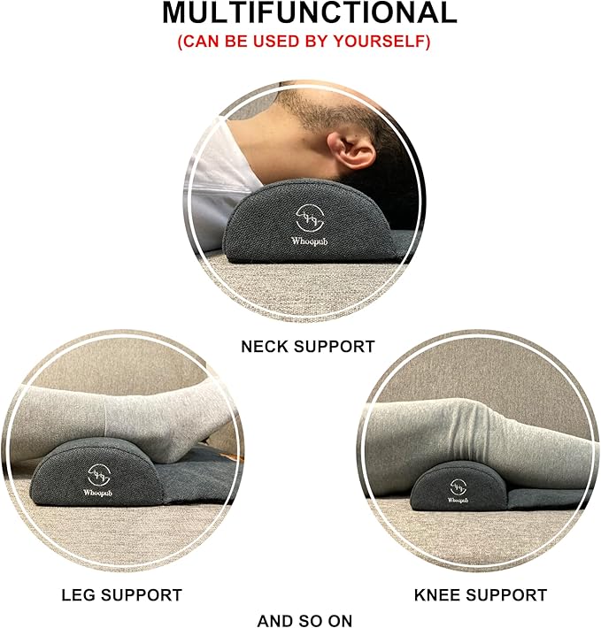 Dog and Cat Bolster Pillow for Medium Dogs and Cats, Benefit for Cervical Vertebra and Neck, Easy to Carry When Traveling, with High Resilience Foam, Machine Washable Cover (Dark Gray, Medium)