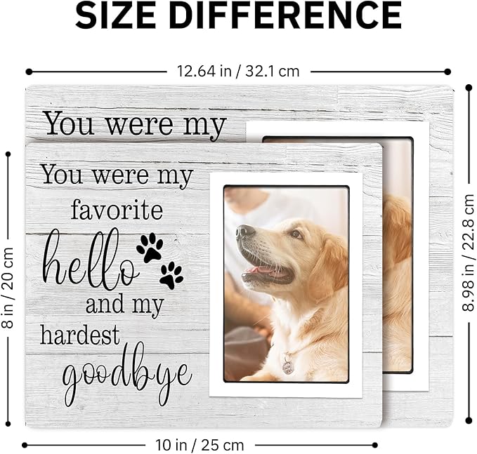 SteadStyle Dog Memorial Picture Frame, Sympathy Gift for Loss of Dog, Fits 5x7in Photo