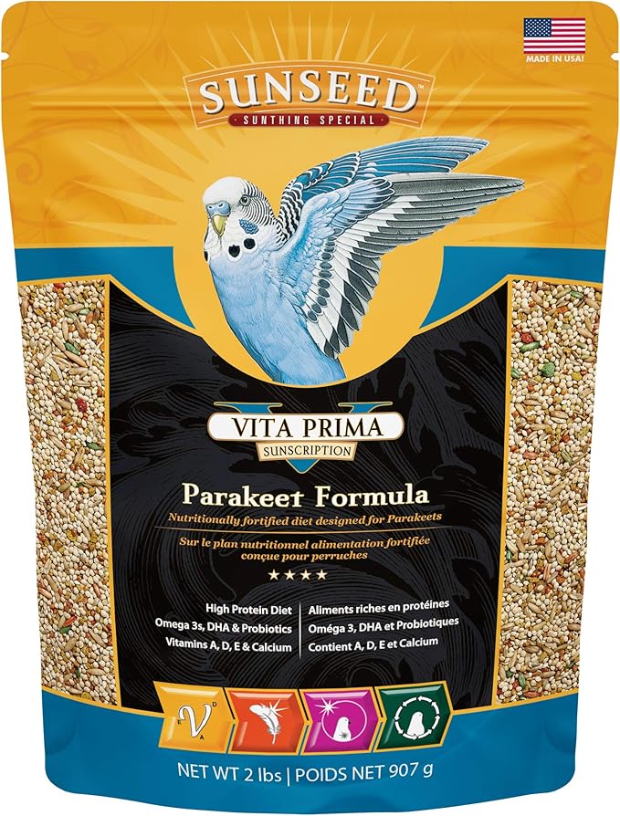 Sunseed 36040 Vita Prima Sunscription Parakeet Food - High-Variety Formula - 2 LBS