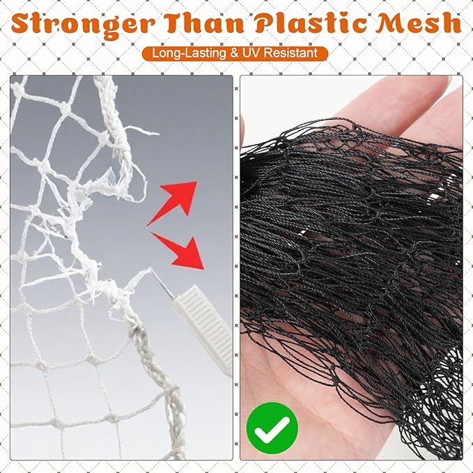 Pet Safety Net for Balcony, 3x6M Heavy Duty Nylon Mesh Cat Protection Netting, Cuttable Safety Net with Zip Ties, Rope & Screws, Anti-Fall Fence Net for Window, Stairs, Balcony, Indoor Outdoor Use