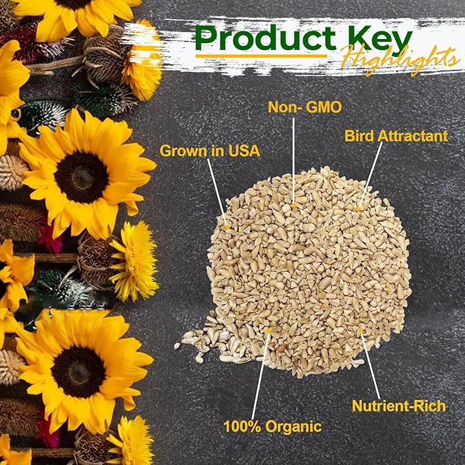 Old Potters Wildlife Sunflower Hearts & Chips for Bird Feeding and Wildlife Bird attracting, Non-GMO and USA Grown, 25 lbs