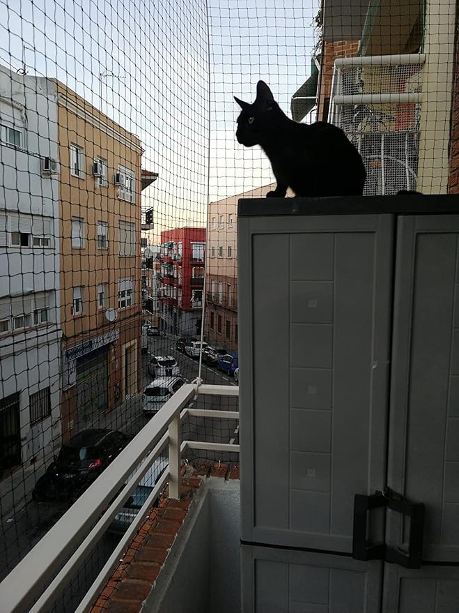 YOKMO Cat Balcony Rail Net Anti-Fall Netting Pet Mesh Fence, Black Nylon, 10 x 13ft