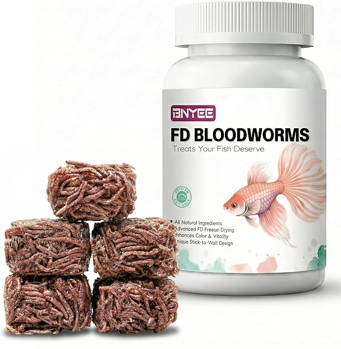 All Natural Tropical Fish Food for Small to Medium Sized Saltwater & Freshwater Fish - Betta Guppy Discus Cichlids Discus Goldfish Angel Fish (Blood Worms)