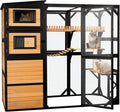 Large Cat Catio Outdoor 4 Tiers Cat Enclosure Window Access, Walk-in Cat Cage Cat House for Multiple Indoor Outdoor Cats, Outside Patio 5 Doors Weatherproof Asphalt Roof & PVC Canopy Roof