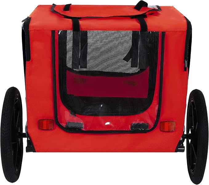 Heavy Duty Dog Bike Trailer with 16" All-Terrain Wheels & Universal Hitch, Foldable Pet/Cargo Carrier for Bicycles, Camping, Hiking