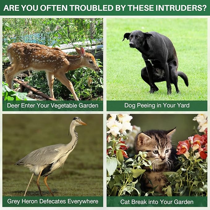 Ultrasonic Animal Repeller,Solar Pest Animal Repellent Outdoor,Cat Repellent Outdoor,Dog Repellent with Motion Sensor & Flashing Light,Deer Repellent Devices for Repelling Cat,Rabbit,Deer,Fox