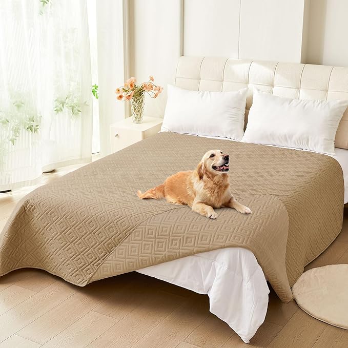 hyha Waterproof Dog Blanket, Soft Dog Bed Cover Pet Blankets, Waterproof Sofa Couch Cover for Dogs Washable, Reversible Pet Couch Covers for Sofa Furniture (52x82 Inch, Camel/Camel)
