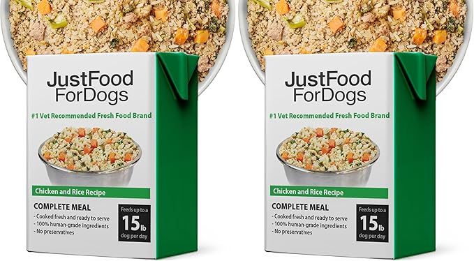 JustFoodForDogs Pantry Fresh Wet Dog Food, Complete Meal or Dog Food Topper, Chicken & White Rice Human Grade Dog Food Recipe - 12.5 oz (Pack of 24)