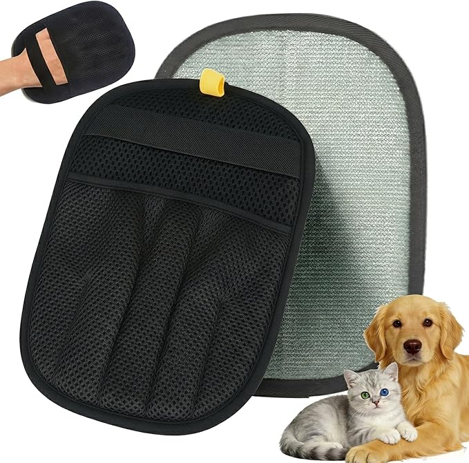 Pet Hair Removal Glove for Cat & Dog,Resuable Five-Finger Electrostatic Magic Brush,Washable Multi-Surface Pet Hair Remover Tool for Furniture, Clothing, Sofa, Carpet, Bed & Car