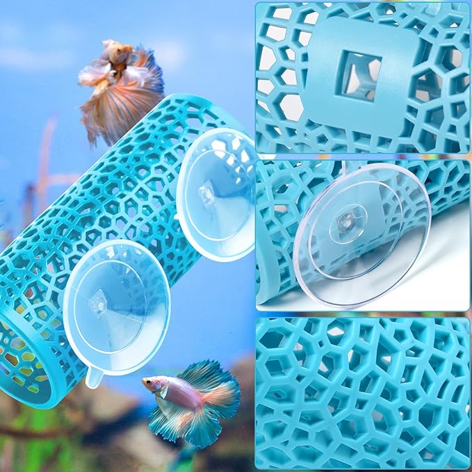 Abizoo Betta Fish Tunnel Hideout for Aquarium Decoration Hollow Coral Design Smooth Finish, Fish Tank Accessory Habitat Cave for Betta Shrimp Guppies Neon Tetras Zebra Danios and Other Small Fish
