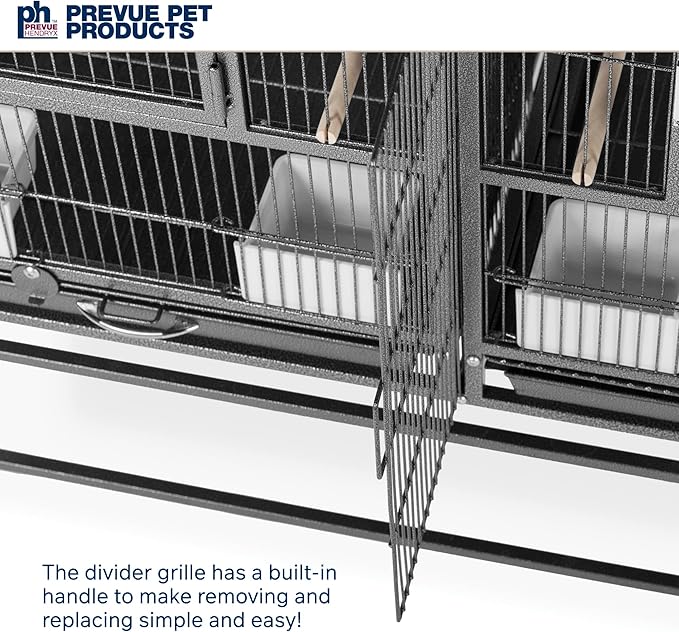 Prevue Pet Products F070 Hampton Deluxe Divided Breeder Cage with Stand,Black Hammertone,1/2"