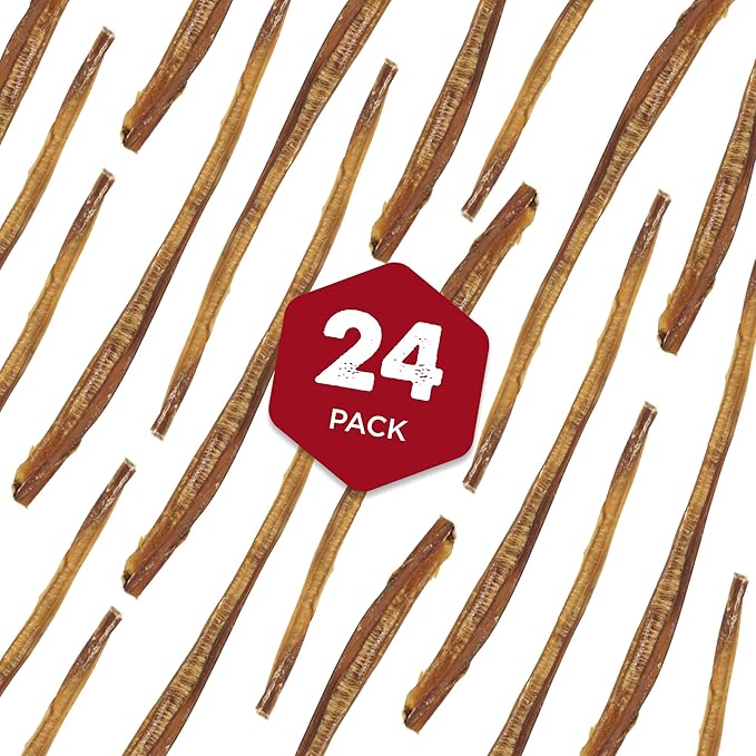 Best Bully Sticks 12 Inch Odor-Free Bully Sticks for Dogs - 24 Count (Pack of 1) - Bulk Bag, Natural Grass-Fed Beef, Easily Digestible, No Grain or Rawhide - Large Breeds