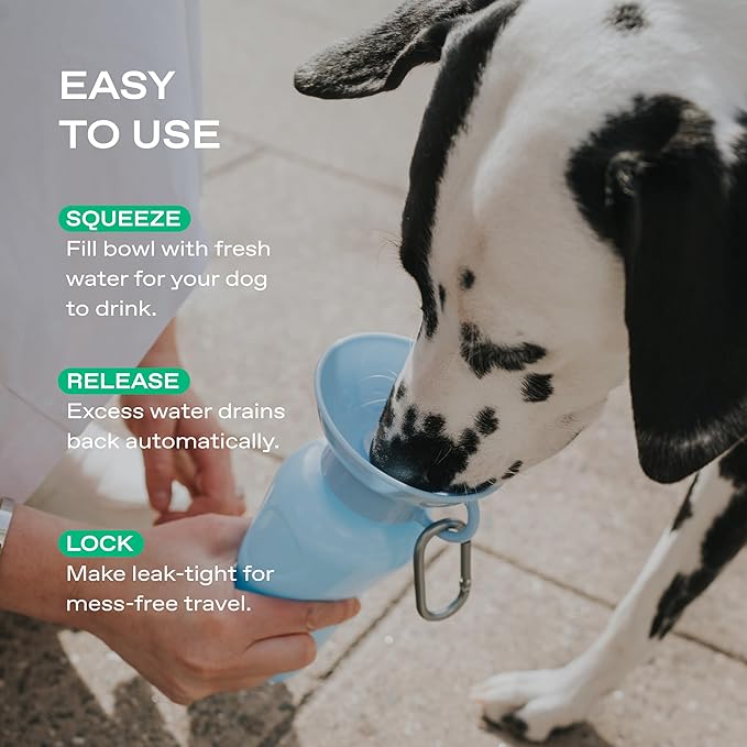 Springer Dog Water Bottle | Portable Travel Water Bottle Dispenser for Dogs - As Seen on Shark Tank | Patented, Leak-Proof Bottles Fill Bowl with Water - Ideal for Walking | BPA-Free 22oz Lilac