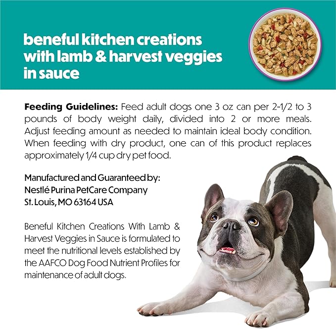 Purina Beneful Kitchen Creations with Lamb and Harvest Veggies in Sauce Wet Dog Food - (Pack of 12) 3 oz. Cans
