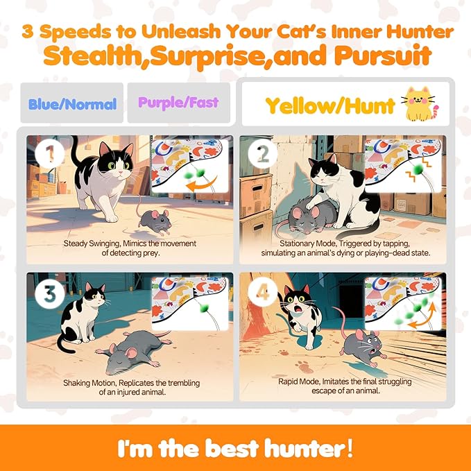 Interactive Cat Toys for Indoor Cats–Rechargeable Automatic Hide and Seek Kittens Toy with Moving Wand Feathers,Fluttering Butterfly,Real Mouse Squeaky,Motion Activated for Exercise & Bored Adult Cats