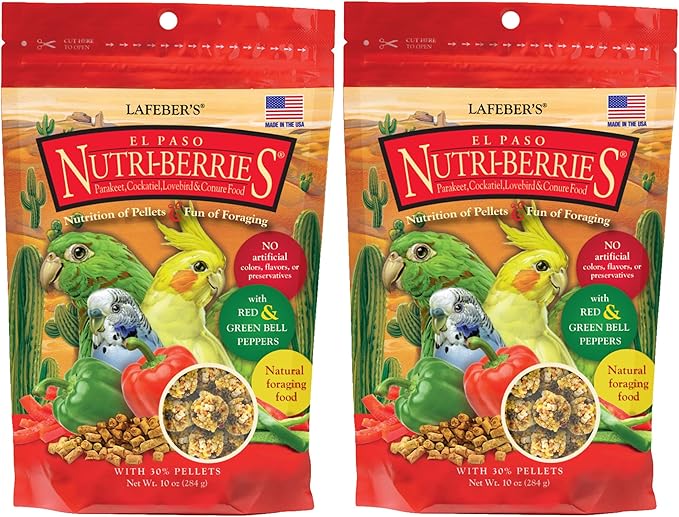 LAFEBER'S El Paso Nutri-Berries Pet Bird Food, Made with Non-GMO and Human-Grade Ingredients, for Small Birds, 10oz (Pack of 2)