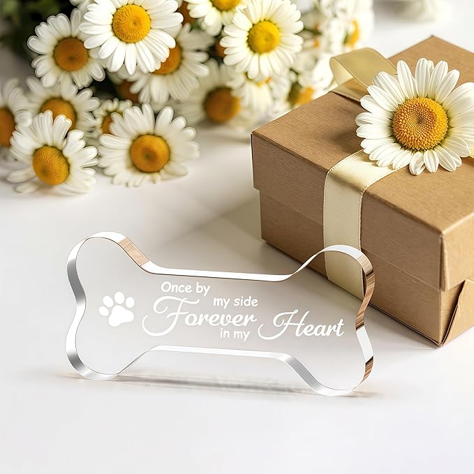 Pet Memorial Ornament Remembrance Gifts: Cynlsum Loss of Dog Cat Sympathy Gift Crystal Bone Shape Decor Ornament for Dogs Puppy Keepsake