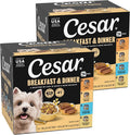 Cesar Wet Dog Food Home Delights & Classic Loaf in Sauce, Breakfast & Dinner Variety Pack, 3.5 oz. Trays, 24 Count (Pack of 1)