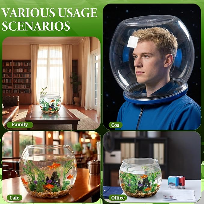 Lounsweer 12 Pcs 5 Gallon Large Fish Tank Plastic Fish Bowl Shatterproof with Aquarium Decor Artificial Plastic Plant and Rock Cave Goldfish Betta Tank Decor for Terrarium Flower Vase Centerpiece Gift