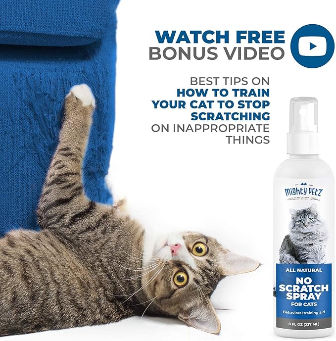Mighty Petz Cat Deterrent Spray - Cat Indoor Repellent for Furniture, Plants, Couch Protector. Safe, Non-Toxic Anti Scratch Spray Made with Natural Ingredients: Vanilla Cinnamon, 8 oz