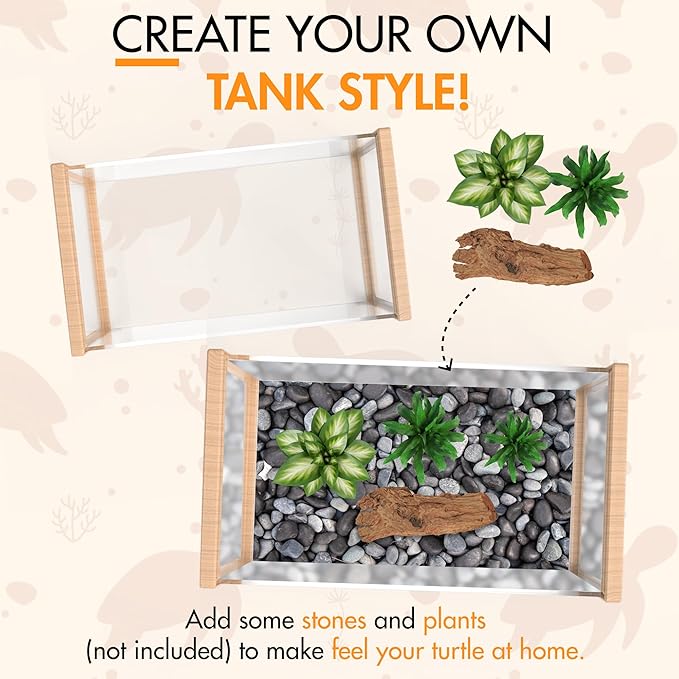 ZENO Turtle Aquarium Kit with Basking Platform - Aquatic Tank with Filter & Light - Perfect Starter Kit for Baby & Juvenile Turtles - Ideal for Kids