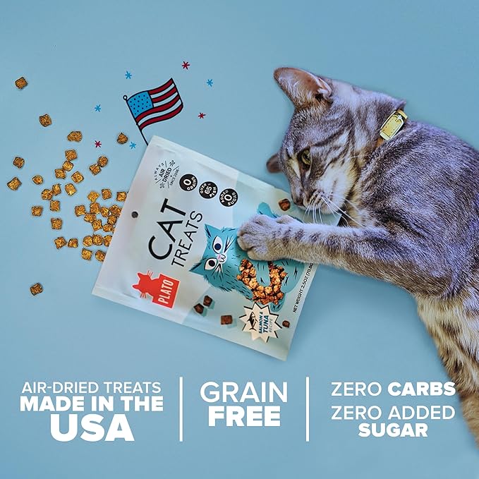 Plato Pet Treats Cat Treats - Single Ingredient, Healthy Salmon Treats for Indoor Cats - 2.5 oz