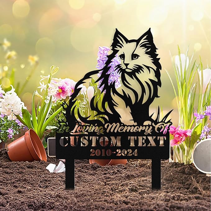 Custom Cat Grave Marker Outdoor, Personalized Metal Cat Memorial Grave Stake with Name and Date, Outdoor Waterrproof Cats Memorial Plaque