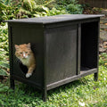 Veehoo Outdoor Cat House Weatherproof, Outside Feral Cat Shelter with Escape Door Design, Elevated Outdoor Pet Shelter for Stray Cats
