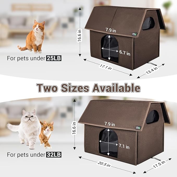 MIU Color Outdoor Cat House, Extra Large Weatherproof Cat Houses for Outdoor Cats, Insulated Feral Cat Shelter, Big Cat Bed, 20.5" x 17.5" x 16.6"