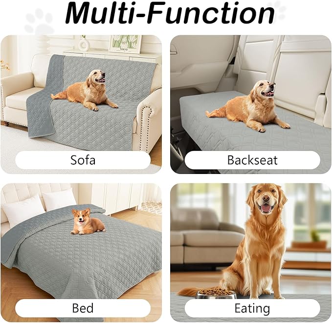 hyha Waterproof Dog Bed Blanket, Soft Pet Blankets, Waterproof Couch Cover for Dogs, Reversible Sofa Covers Washable for Furniture (40x50 Inch, Grey/Dark Grey)