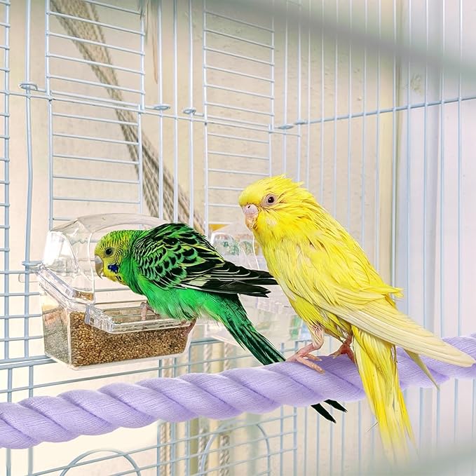 2-Pack Rope Perches for Bird Cages, 31.5 in Length Comfort Grip Flexible Rope Perch Beak & Paw Grinding for Parrots/Cockatiels/Parakeets, Bird Platform Sand [Purple]