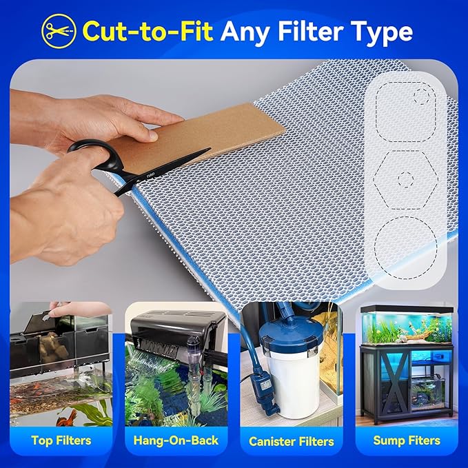 Borlech 8-Layer Fast-Acting Aquarium Filter Pad - Cut-to-Size Aquarium Floss Media for Fish Tank, Pond, Sump - Fast Water Polishing in Hours (47.24"x15.75"x0.6")
