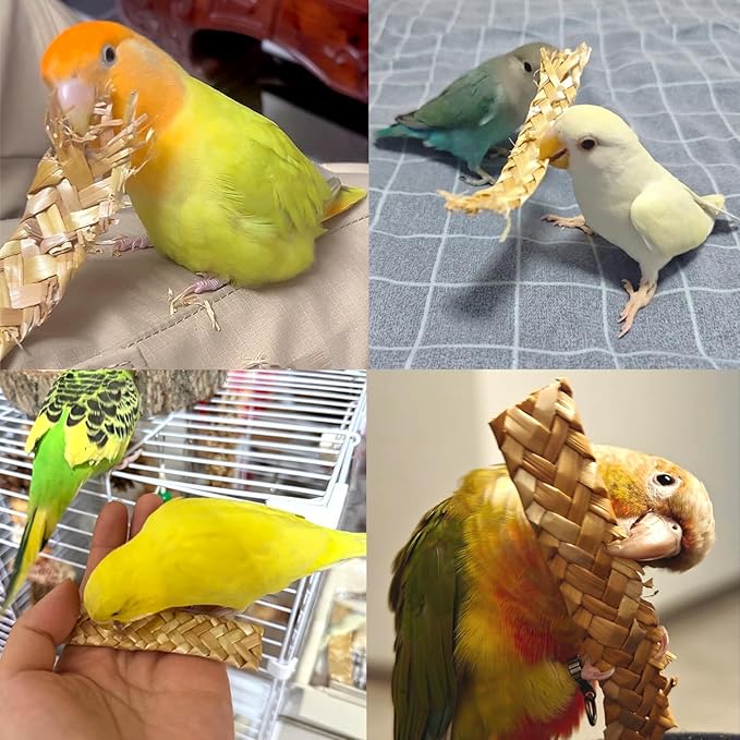 Hamiledyi Natural Bird Toys Foraging Parrot Shredding Toys Wheat Straw Chewing Toy for Cockatiel Lovebird Parakeet Budgie Small-Medium Birds (100 Pieces)