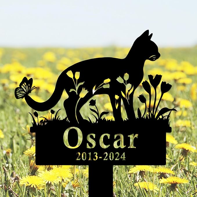 Custom Cat Memorial Stake, Personalized Cat Memorial Grave Marker, Pet Memorial Stake for Cats, Custom Cat Memorial Plaque, Cat Tombstone Marker Customized Cat Memorial Gift