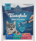Blue Buffalo Tastefuls Mini Purées, Adult Cat Natural Single-Serving Snack, 24-Count Variety Pack Chicken, Tuna, and Salmon 0.5 oz. (Pack of 1)