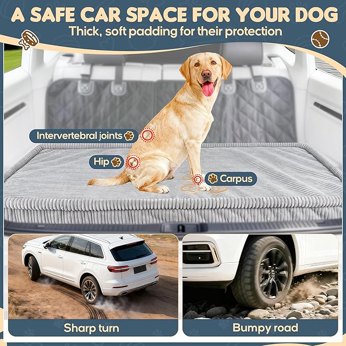 Dog Car Bed, Non-Slip Backseat Extender Pet Mat, Removable Washable Dog Bed for SUVs, Sedans & Trucks, Anti-Slip Travel Bed for Dogs, Easy Clean & Scratch-Proof & Comfort (No Backseat Extender)