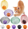 Jecery 5 Pcs Cat Spring Balls Toys Stretchable Rolling Balls Colorful Playful Coils Interactive Action Toy Caged Rats for Kitten Pet Supplies (Bell,Halloween Colors)