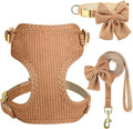 Didog Cute Small Dog Harness Collar and Leash Set with Bowtie, Breathable Soft Mesh Padded Puppy Harness, Dog Harness for Small Dogs Daily Walks Parties, Holiday Gatherings & Gifts, Brown, M