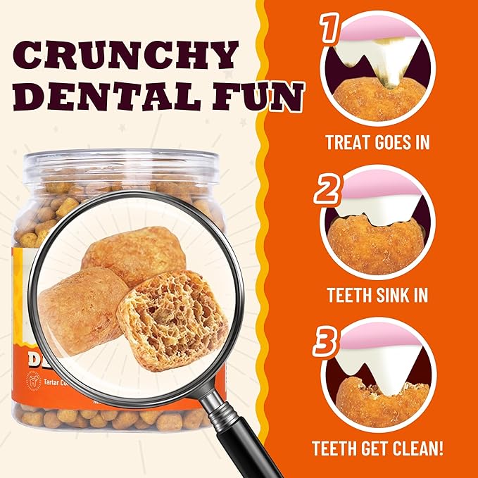 13.05oz Dental Treats for Cats & Small Dogs - Healthy Cat Teeth Cleaning Treats for Freshens Breath and Controls Tartar - Crunchy Dental Chews for Puppy Training Snacks