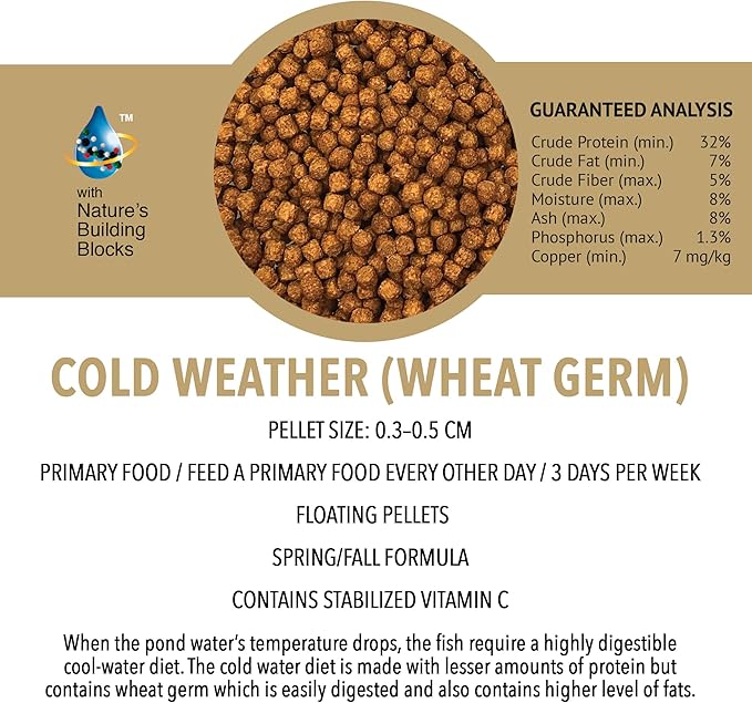 MICROBE-LIFT MLLWGXL Cold Weather Floating Fish Food Pellets with Wheat Germ for Ponds, Water Gardens, and Fountains, for Live Goldfish and Koi, 14.5 Pounds