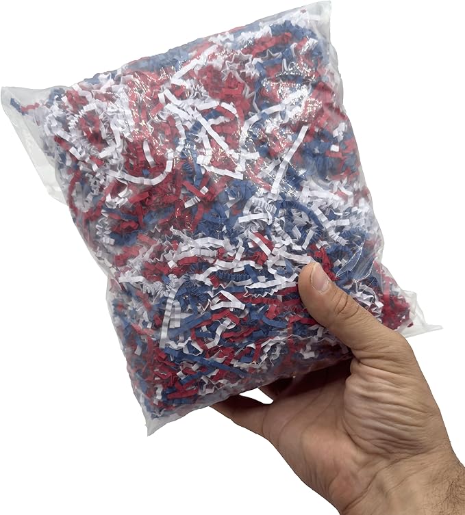 1655 USA Crinkle Paper Foraging Fill - 4oz Red White and Blue Shredded Crinkle Paper Filler - Bird Nesting - Safe Shreddable Enrichment for Parakeets, Cockatiels, Conures, African Greys & Macaws