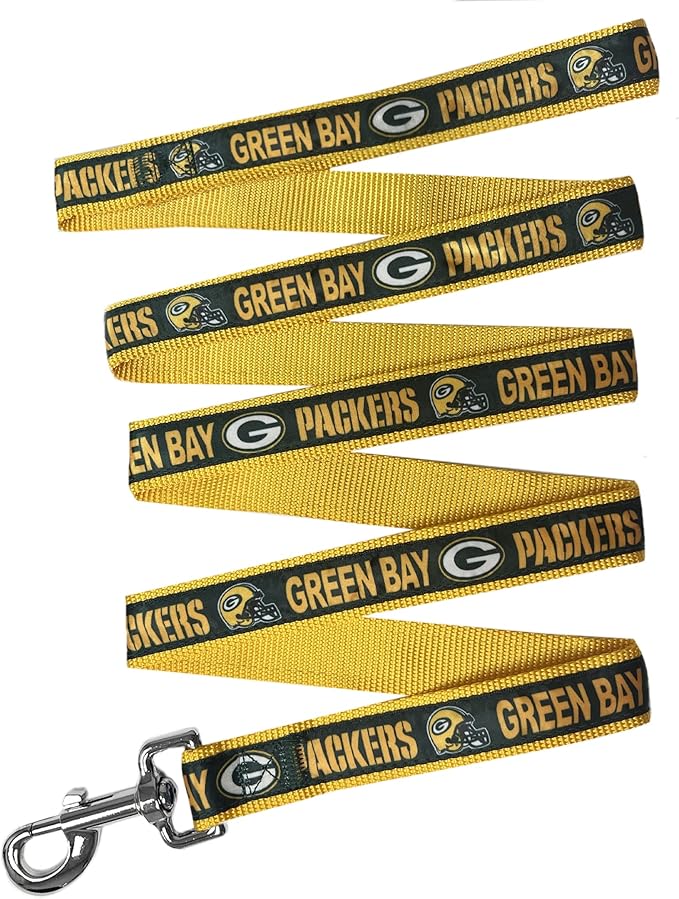 NFL PET Green Bay Packers Dog Leash, Medium Football Team Leash for Dogs & Cats - Shiny & Colorful, Licensed by The NFL