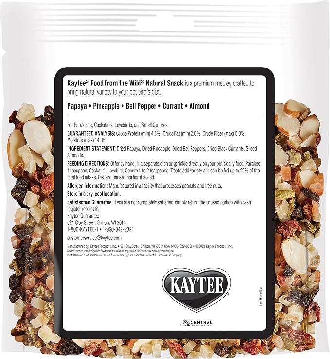 Kaytee Food from The Wild Natural Pet Bird Snack Food Treats for Parakeets, Cockatiels, Lovebirds, and Small Conures, 3 oz (Pack of 2)