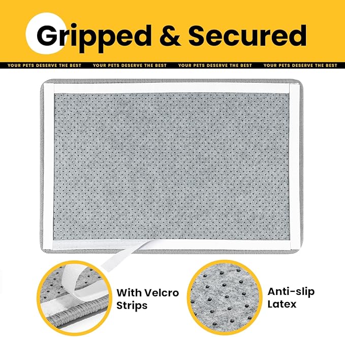 Cat Scratcher Mat,Natural Sisal Cat Scratch Pad with Hook&Loop Tape,Horizontal Floor Kitty Scratching Pads Rug for Indoor, Furniture Protector for Couch&Carpets&Sofas, Large, Grey, 2 Pack
